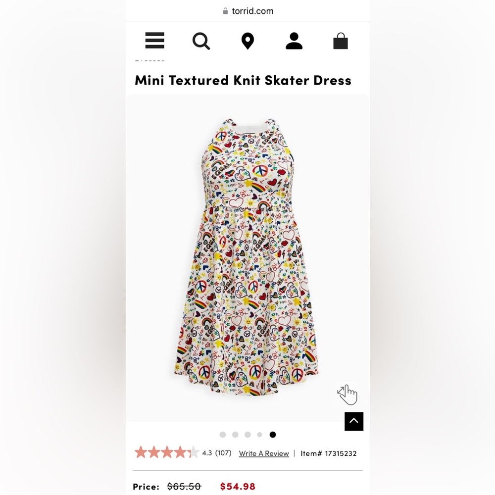 Rainbow Torrid-Size 1 Mini Skater Dress